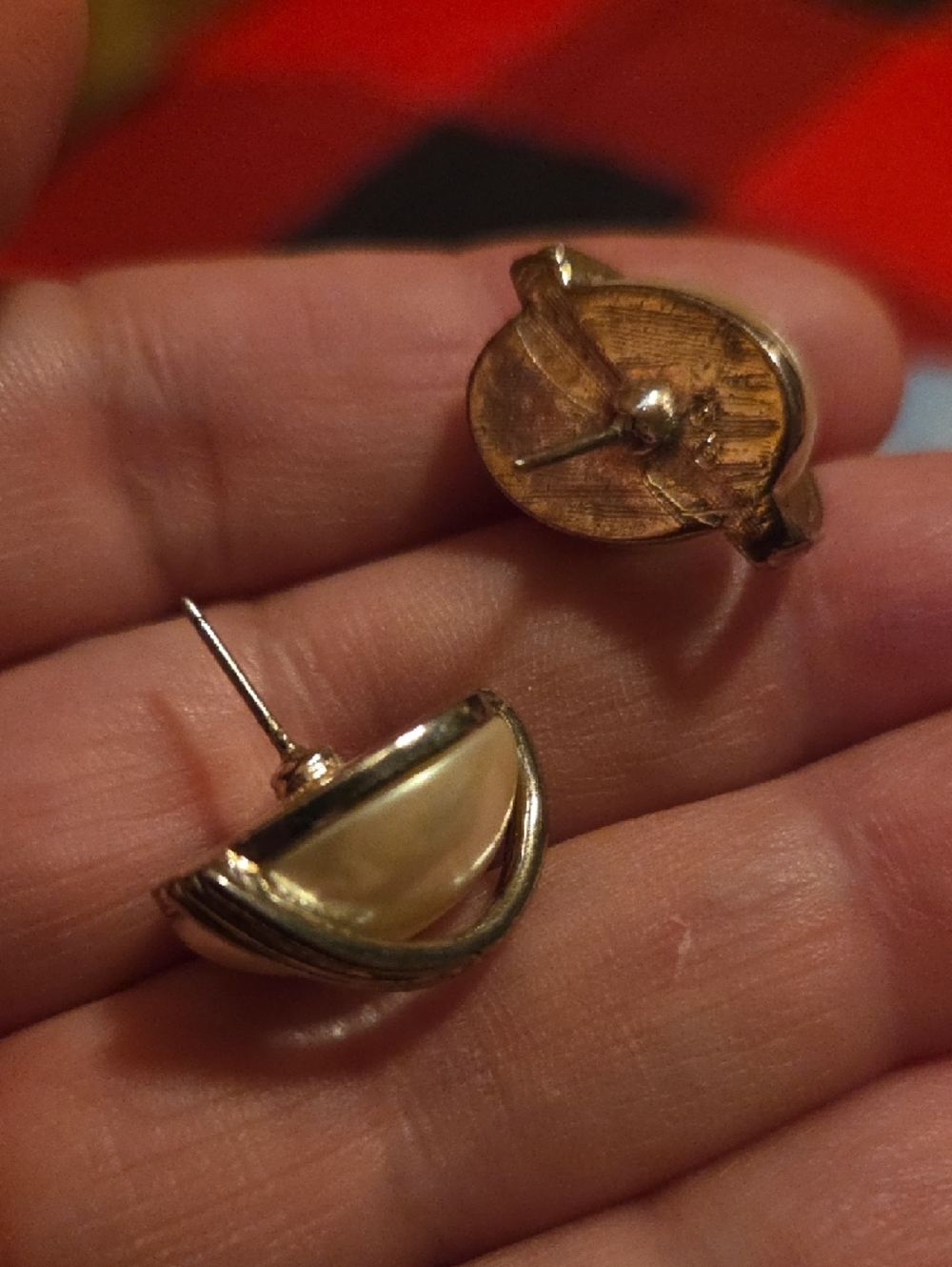 Classic Pearl Dome Clip Earrings - Gold Tone - Picture 2 of 2